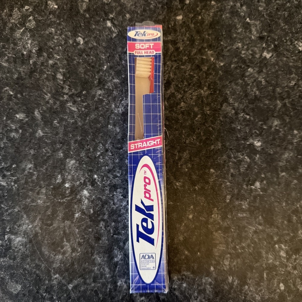 VTG 1999 Tek Pro‎ Straight Toothbrush Soft Bristles  Full Head Red Playtex USA
